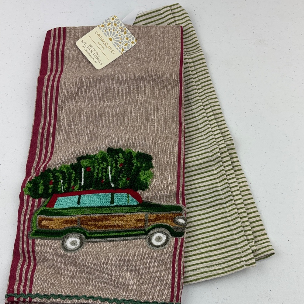 Christmas Car Embroidered Kitchen Towels new